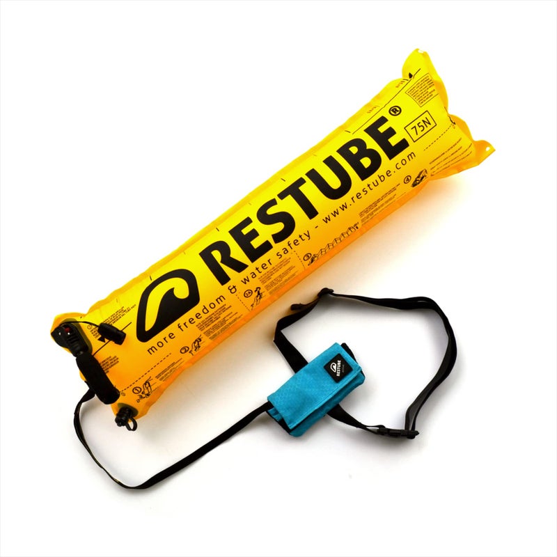 Restube Active Swimming Safety Buoy for Adults and Kids - Open Water Swim Buoy to Help Swimmers Stay Afloat - One-Pull Inflatable Mechanism Life Buoy with Whistle - Image 1