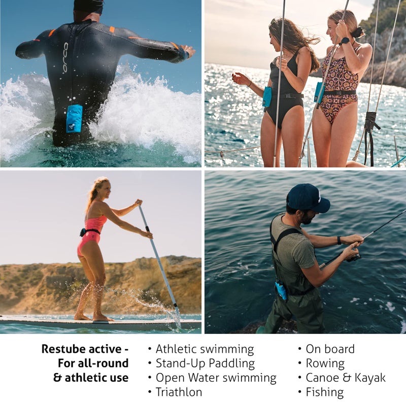 Restube Active Swimming Safety Buoy for Adults and Kids - Open Water Swim Buoy to Help Swimmers Stay Afloat - One-Pull Inflatable Mechanism Life Buoy with Whistle - Image 5