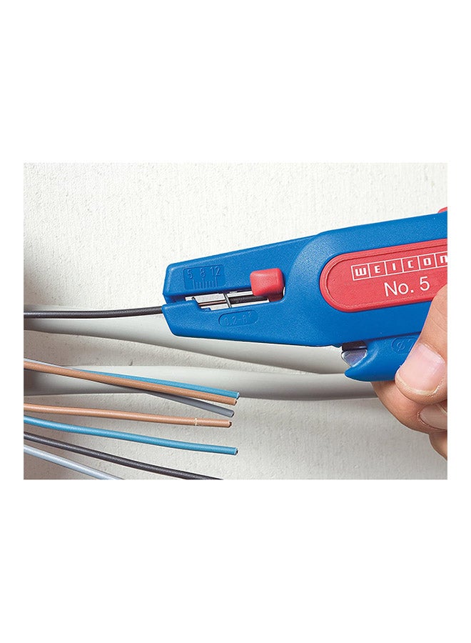 WEICON Wire Stripper No. 5 wire stripper adjustable 0.2 - 6.0 mm²  (24-10 AWG) wire stripping pliers with side cutter up to 2.0 mm stripping of round cables  TUEV  blue red  100% Made in German - Image 2