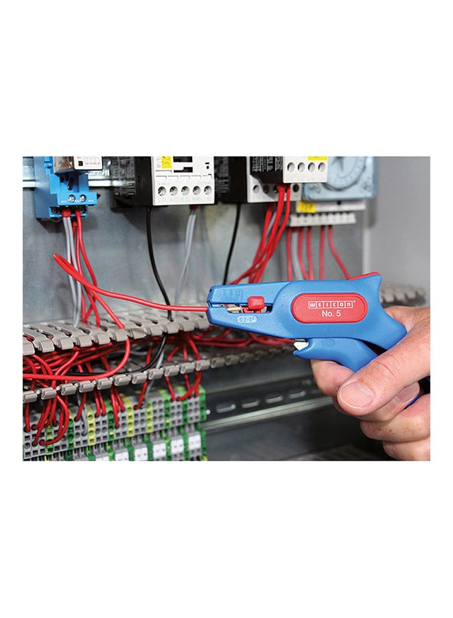 WEICON Wire Stripper No. 5 wire stripper adjustable 0.2 - 6.0 mm²  (24-10 AWG) wire stripping pliers with side cutter up to 2.0 mm stripping of round cables  TUEV  blue red  100% Made in German - Image 3