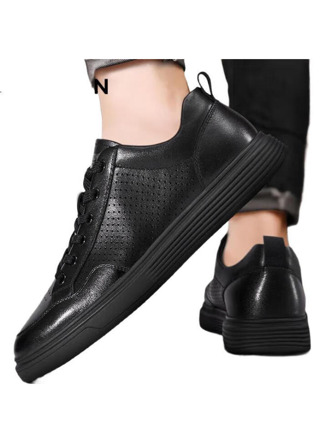 YEARCON Men'S New Style Hollow Breathable Casual Shoes Men'S White Shoes 96619W Black 619 40 - Image 2