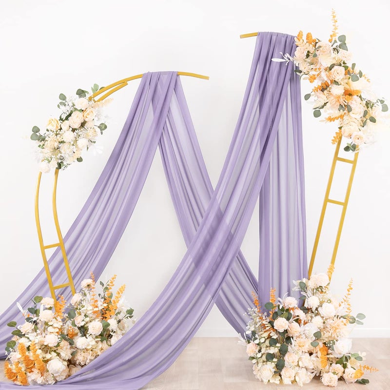 Socomi Wedding Arch Draping Fabric 1 Panel 29" x 19Ft Lavender Purple Sheer Chiffon Curtain Drapes 6 Yards for Wedding Ceremony Birthday Party Decoration - Image 4