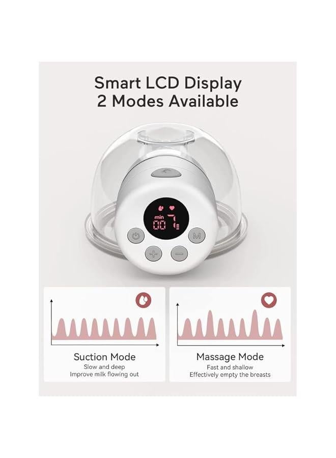 Wearable Breast Pump Hands Free, Electric Portable Wireless Milk Pump with LCD Display, with 2 Modes  9 Levels Low Noise Wireless Rechargeable Electric Breast Pump, 24mm Flange, Double Side, 2 PCS - Image 2