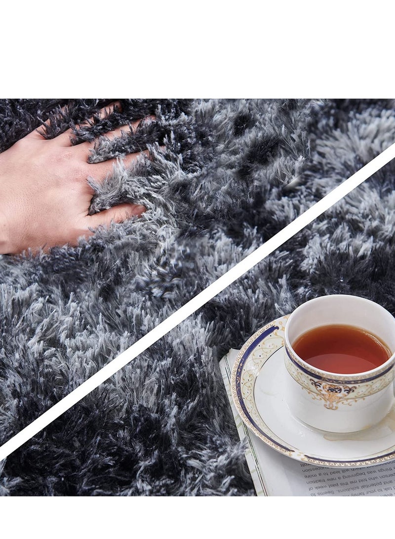 Large Shag Area Rugs, Tie-Dyed Plush Fuzzy Rugs for Living Room, Ultra Soft Fluffy Furry Rug for Bedroom, Indoor Carpet Nursery Rugs for Kids Room Home Decor, Grey - Image 4