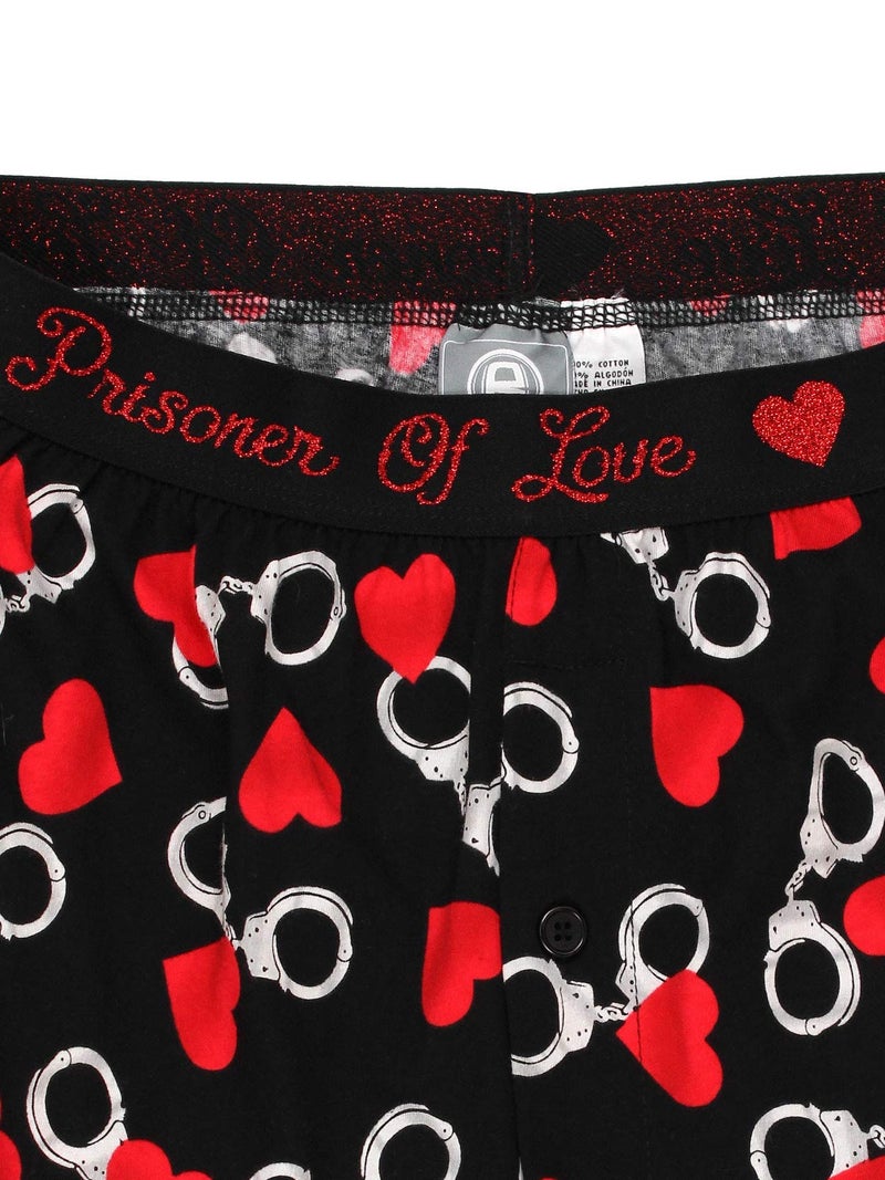 Briefly Stated Mens - Hearts Novelty Boxer Shorts Black/Red - Image 4