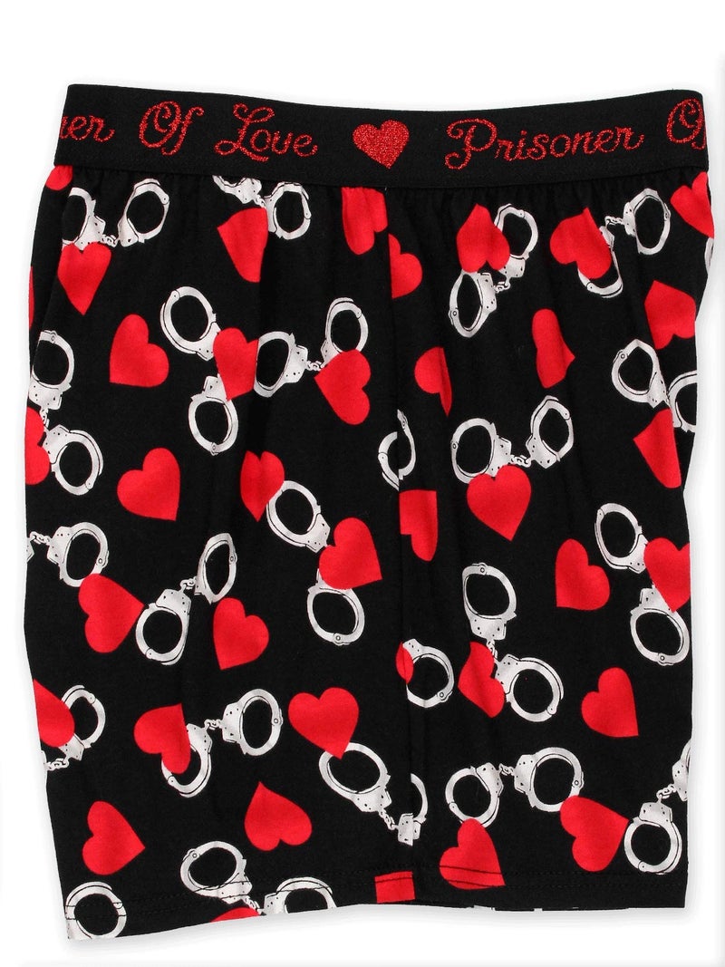 Briefly Stated Mens - Hearts Novelty Boxer Shorts Black/Red - Image 5