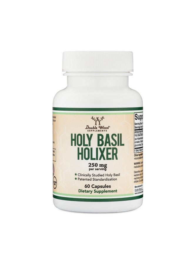 Double Wood Supplements - Tulsi Holy Basil Capsules Holixer Formula World Only Clinically Studied Holy Basil Leaf Extract Clinically Shown Results After 60 Days Of Use For Mood And Relaxation By Double Wood - Image 1
