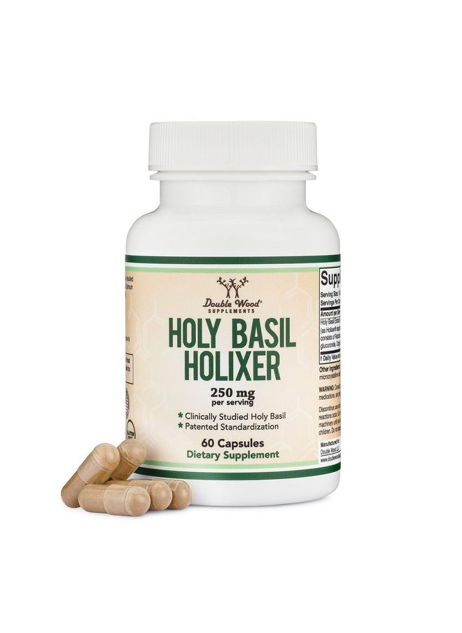 Double Wood Supplements - Tulsi Holy Basil Capsules Holixer Formula World Only Clinically Studied Holy Basil Leaf Extract Clinically Shown Results After 60 Days Of Use For Mood And Relaxation By Double Wood - Image 1