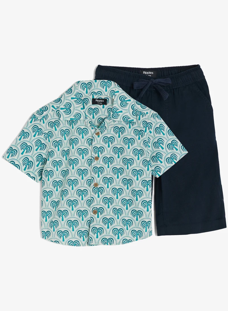 ريبلز مع نمشي Boys 2-Pieces Sets With Printed Shirt & Shorts