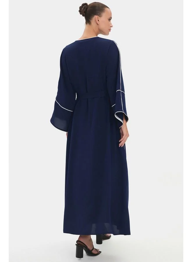 JUNE June Women Contrast Stripe Detailed Waistband Abaya Navy