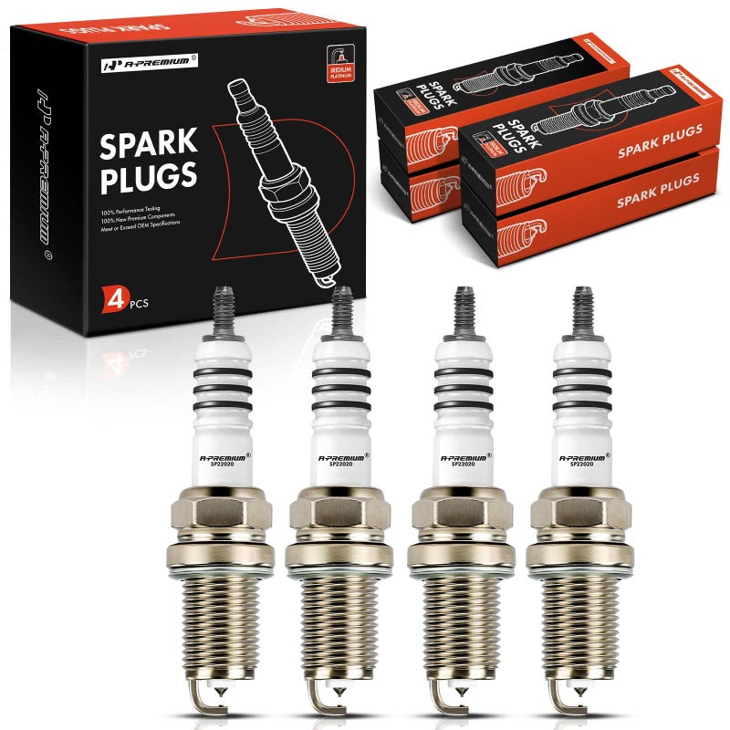 APremium Iridium Platinum Spark Plugs Compatible with Honda Goldwing Interceptor Nighthawk Suzuki GS500 VX800 Triumph Adventurer Tiger Yamaha FJ1100 SRX600 Pack of 4