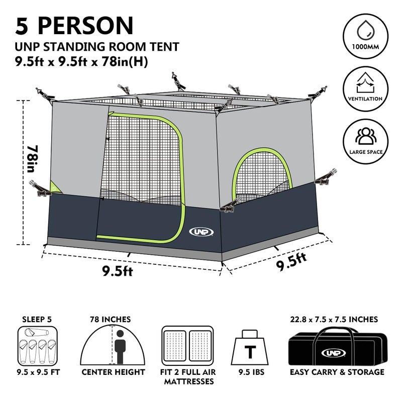 UNP Camping Canopy - Inner Tent - Side Tents - SUV Camping Cube for 10' x 10' Pop Up Canopies (Canopy Pole/Shelter NOT Included) (Dark Blue-Inner Tent) - Image 4