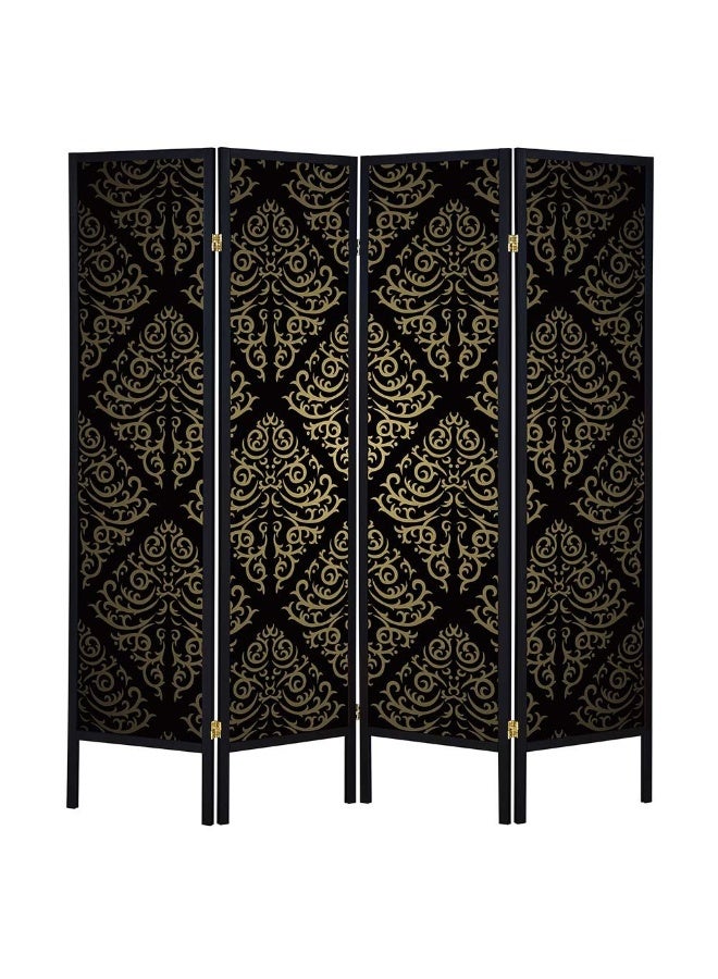 DANUBE HOME فاصل غرف حديث بأربعة ألواح ووللي - شاشة خصوصية أنيقة باللون الأسود لفصل الغرفة - لوحة قابلة للتعديل - نمط أسود