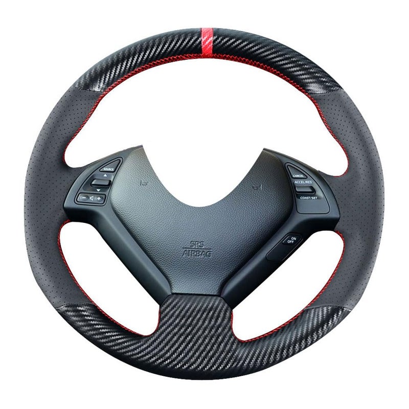 Kivnto DIY Carbon Fiber Steering Wheel Covers for Infiniti G37 20082013 G25 EX35 EX25 EX37 Q60 2014 QX50 Q40 IPL G G35 Sport 15 inches Stitching Leather Interior Accessories