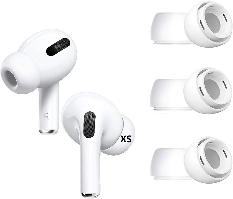 BLLQ XS Size Ear Tips Earbuds Covers Ear Caps Eartips Earpads Compatible with Apple AirPods Pro 2 and AirPod Pro 1, Silicone Tips, Fit in Case, 3 Pairs White XS - Image 1