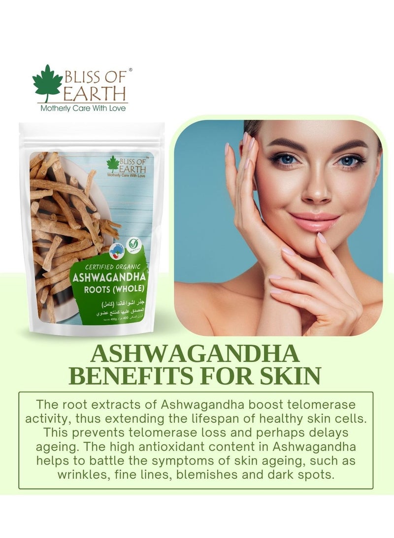 بليس اوف ايرث 100 جرام من جذور اشواغاندا الجينسنغ الهندي الكامل ويثانيا سومنيفيرا يساعد على تخفيف التوتر وتعزيز المناعة من جذر ممتاز صالح للأكل عبوة من 3 - Image 4