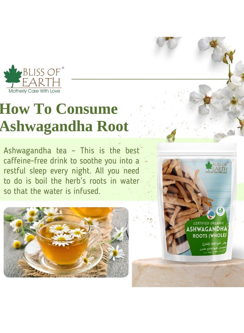 بليس اوف ايرث 100 جرام من جذور اشواغاندا الجينسنغ الهندي الكامل ويثانيا سومنيفيرا يساعد على تخفيف التوتر وتعزيز المناعة من جذر ممتاز صالح للأكل عبوة من 3 - Image 5