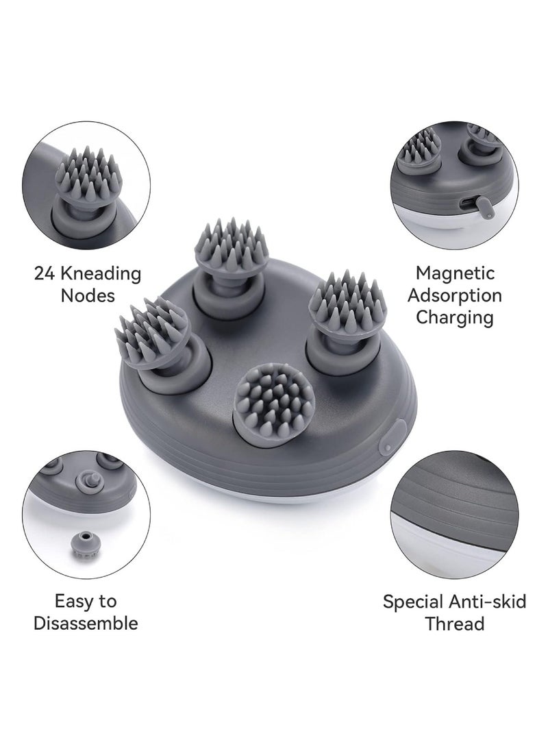 DIGI CORE Electric Scalp Massager, Waterproof Portable Head Massager for Hair Growth Handheld Hair Massager with 4 Massage Heads, Detachable and Washable Handheld Scratcher for Deep Clean Hair Growth Head Relax  - Image 2