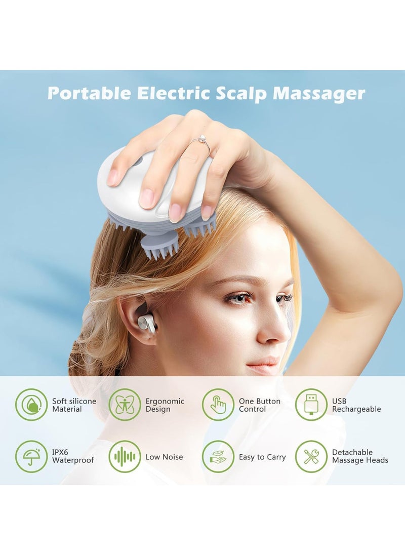 DIGI CORE Electric Scalp Massager, Waterproof Portable Head Massager for Hair Growth Handheld Hair Massager with 4 Massage Heads, Detachable and Washable Handheld Scratcher for Deep Clean Hair Growth Head Relax  - Image 4