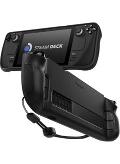 Rugged Armor for Steam Deck Case Cover with Wrist Strap Shock-Absorption Anti-Scratch TPU Cover Protector Steam Deck Accessories - Matte Black