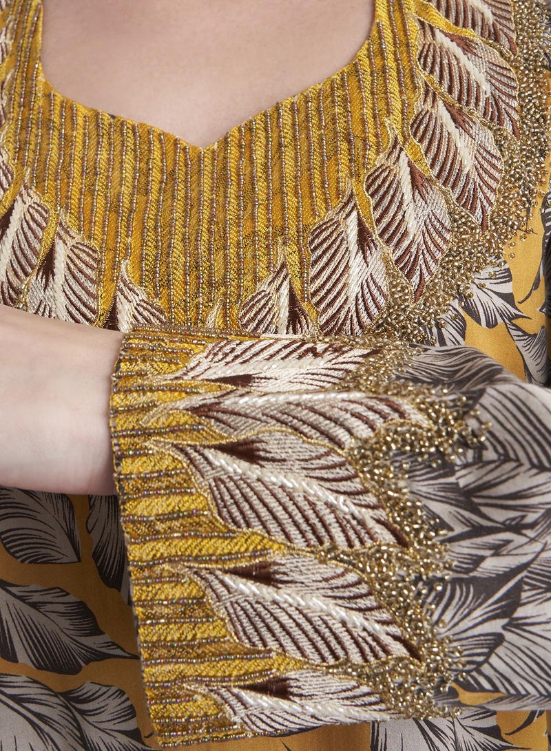 KASHKHA Leaf Print Mukhawar Jalabiya - Image 5