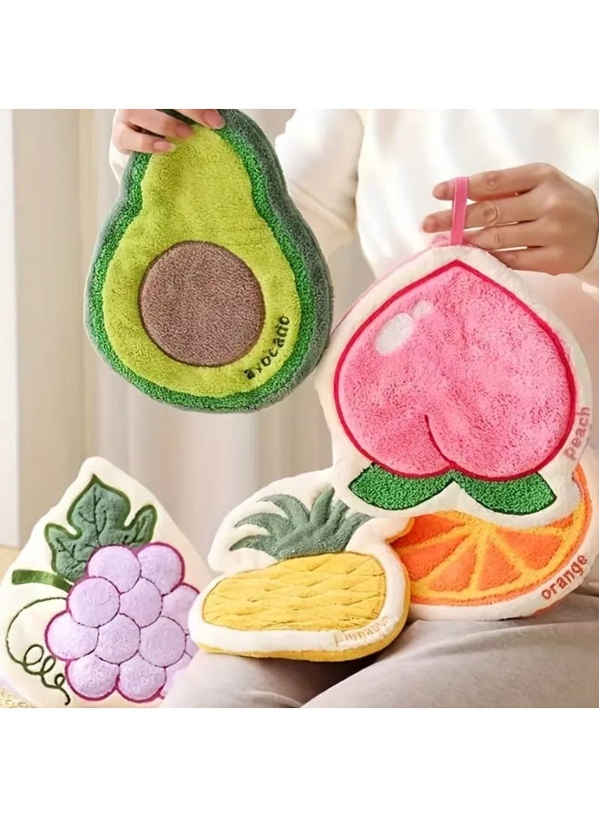 Spaceshoop Ultra Absorbent Microfiber Fruit Hand Towels with Hanging Loop Set of 5 Soft Cartoon Kitchen - Image 4