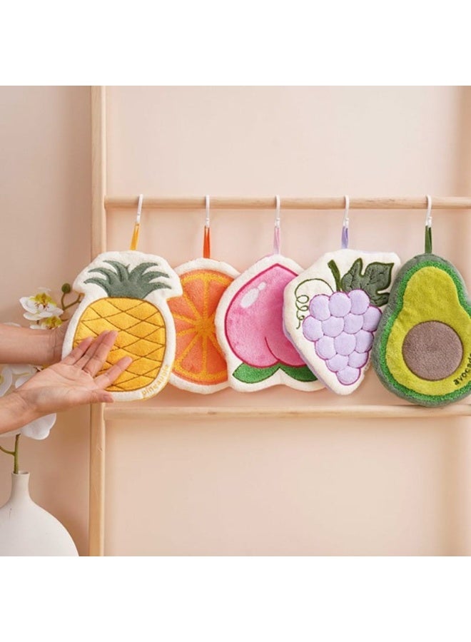 Spaceshoop Ultra Absorbent Microfiber Fruit Hand Towels with Hanging Loop Set of 5 Soft Cartoon Kitchen - Image 5