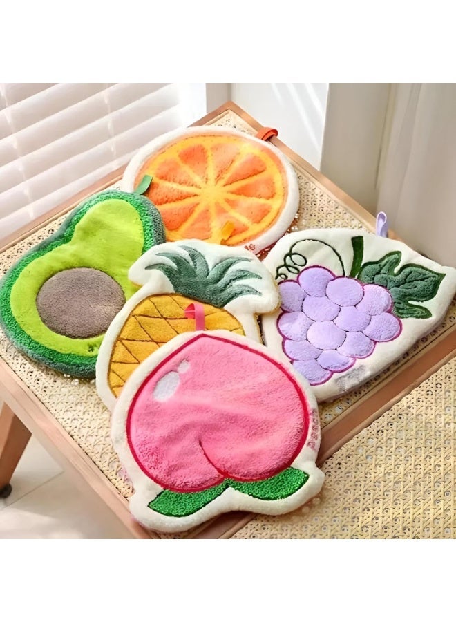 Spaceshoop Ultra Absorbent Microfiber Fruit Hand Towels with Hanging Loop Set of 5 Soft Cartoon Kitchen - Image 2