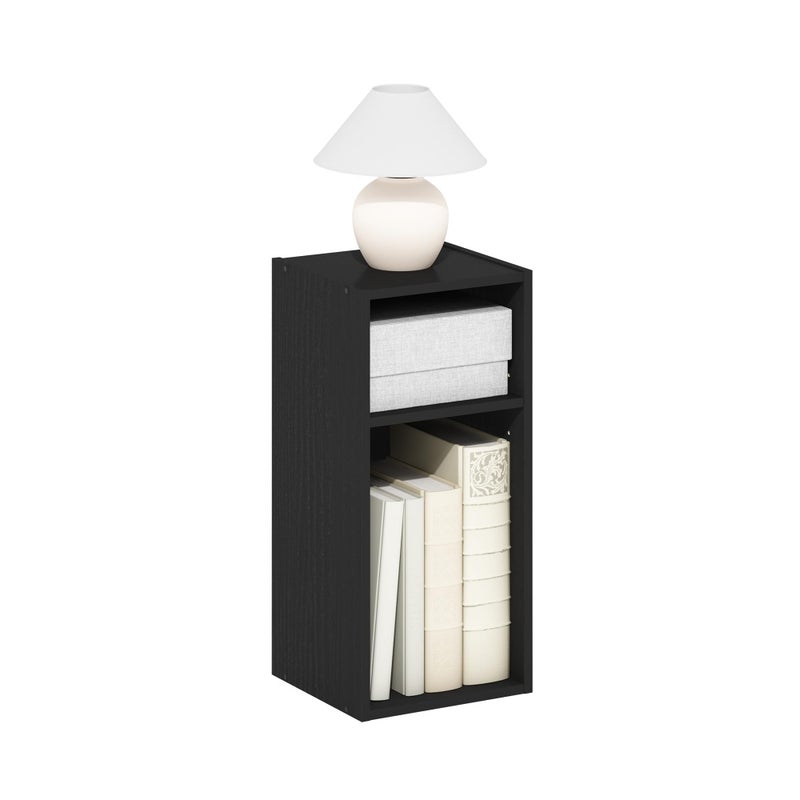 Furinno Fulda 2Tier Space Saving Storage Shelf Bookcase 10Inch Width Blackwood