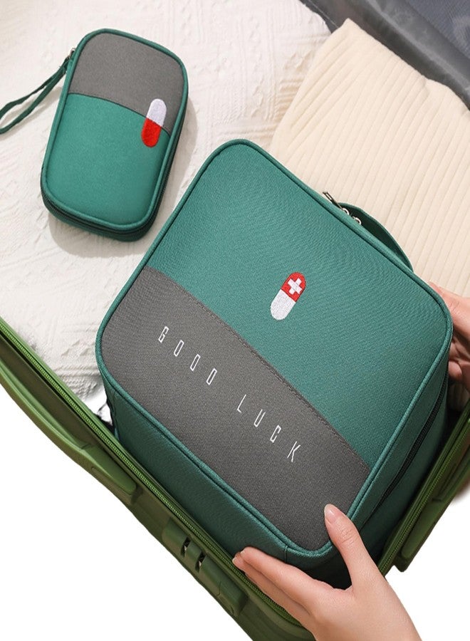 Jipemtra Red First Aid Bag Empty 1st Aid Bag Medical Travel Case First Responder Emergency Storage Medicine Bags for Car Office Kitchen Pet Sport Outdoors Cycing (Green) - Image 4