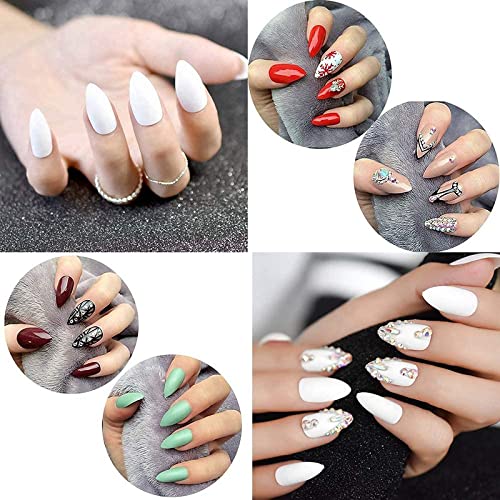 FAMEZA Nail Tips 100Pcs Short Sharp Ending False Acrylic Nails Tip Full Cover10 Sizes with Box for Nail Salons Home DIY (White) - Image 3