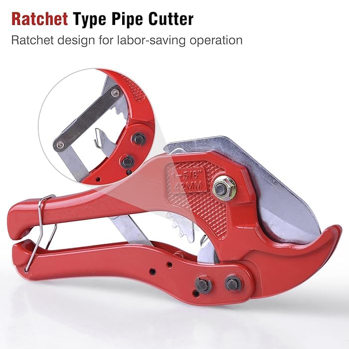 APEX ECOMM PVC Pipe Cutter Ratchet Action Durable HeatTreated Blade AntiRust AntiWear Cuts Up To Diameter 158 41 cm BuiltIn Lock  - Image 5
