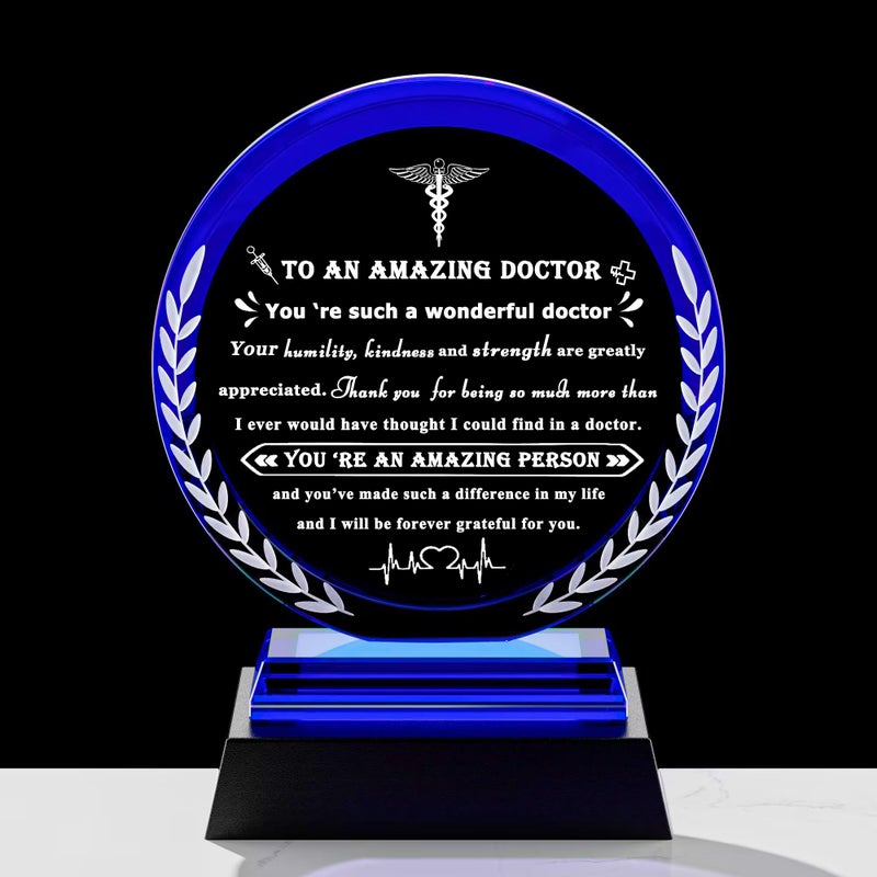 Qianwei Doctor Appreciation Gifts for Women Men - Crystal Plaque Keepsakes with Light Base - Best Thank You Doctors Gift for Doctors' Day Birthday Christmas Thanksgiving Grateful Dr. Decor For Female Friend - Image 1