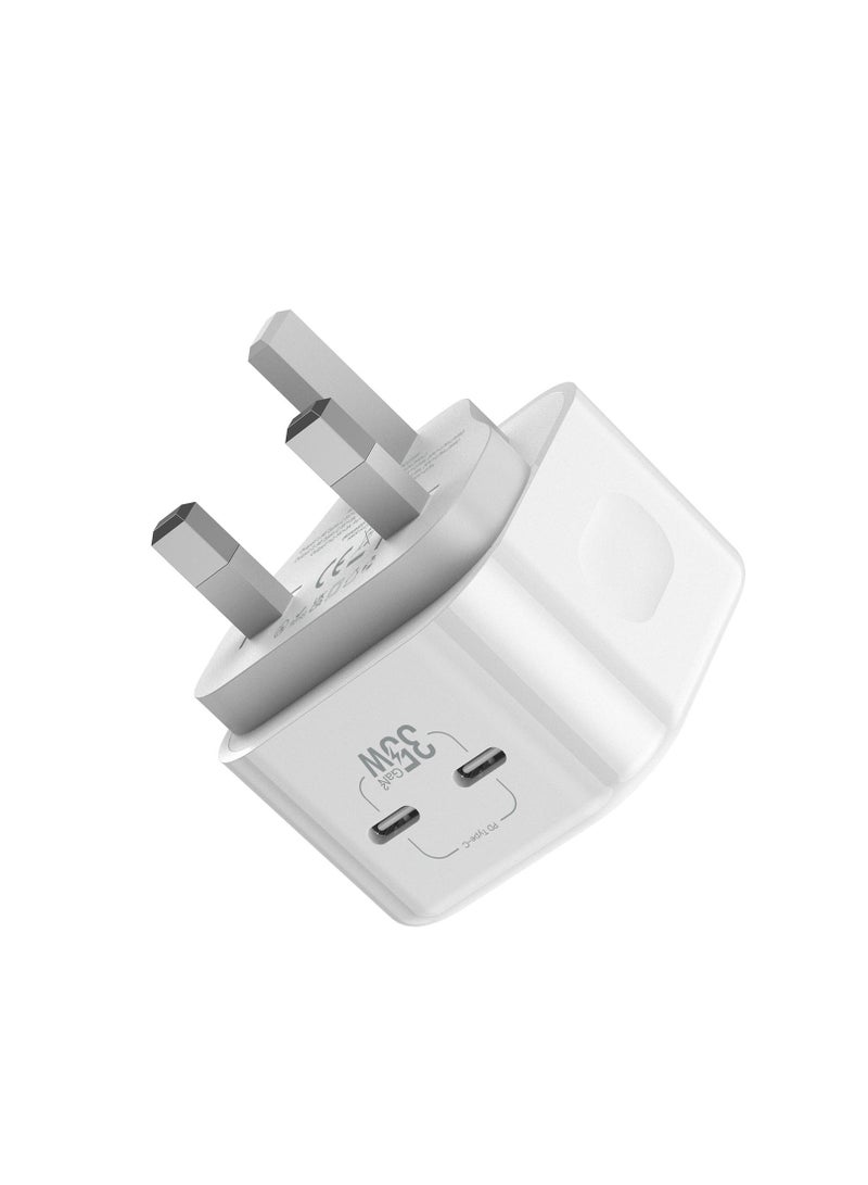 Cellairis GaN2 35W Fast Wall Charger – Dual Type-C Ports, PD Charging, Compact Design - White - Image 2