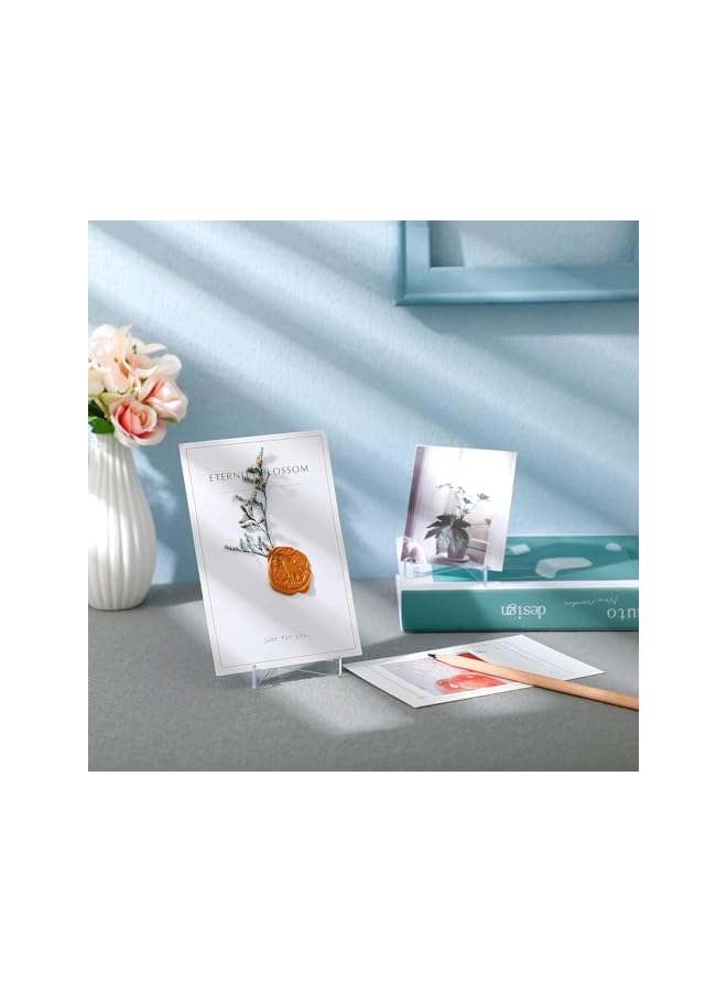 The Bros 20 Pack Clear Triangle Acrylic Easel Stands for Display, Mini Picture Frame Plate Holders, Photo Holder Card Weddings Home Decoration(3.4Inch)  - Image 4