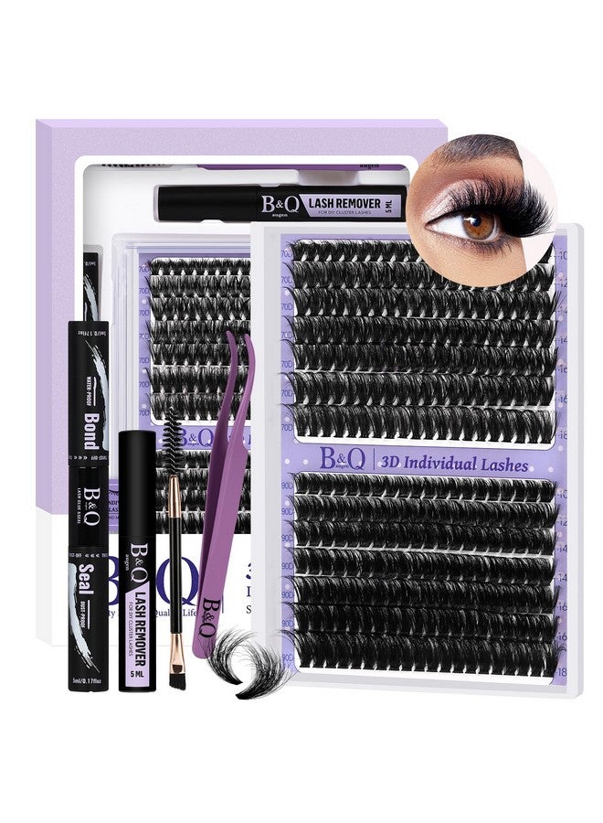 B&qaugen Lash Extension Kit 3D Thick Lash Clusters Kit 280pcs Eyelash Extension Kit 10-18mm 70D+90D D Curl DIY Lash Extension Kit with Lash Bond and Seal, Lash Remover (KIT-70D+90D-MIX10-18mm) - Image 1