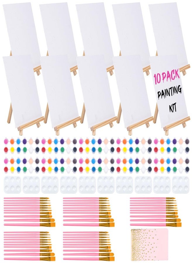 VOCHIC 10 Pack 8 x 10In Canvas Boards and Easel Set Sip and Paint Kit for Adults Kids with Acrylic Paint 50 Brushes Art Painting Drawing Party Supplies - Image 1