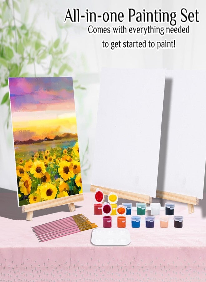 VOCHIC 10 Pack 8 x 10In Canvas Boards and Easel Set Sip and Paint Kit for Adults Kids with Acrylic Paint 50 Brushes Art Painting Drawing Party Supplies - Image 5