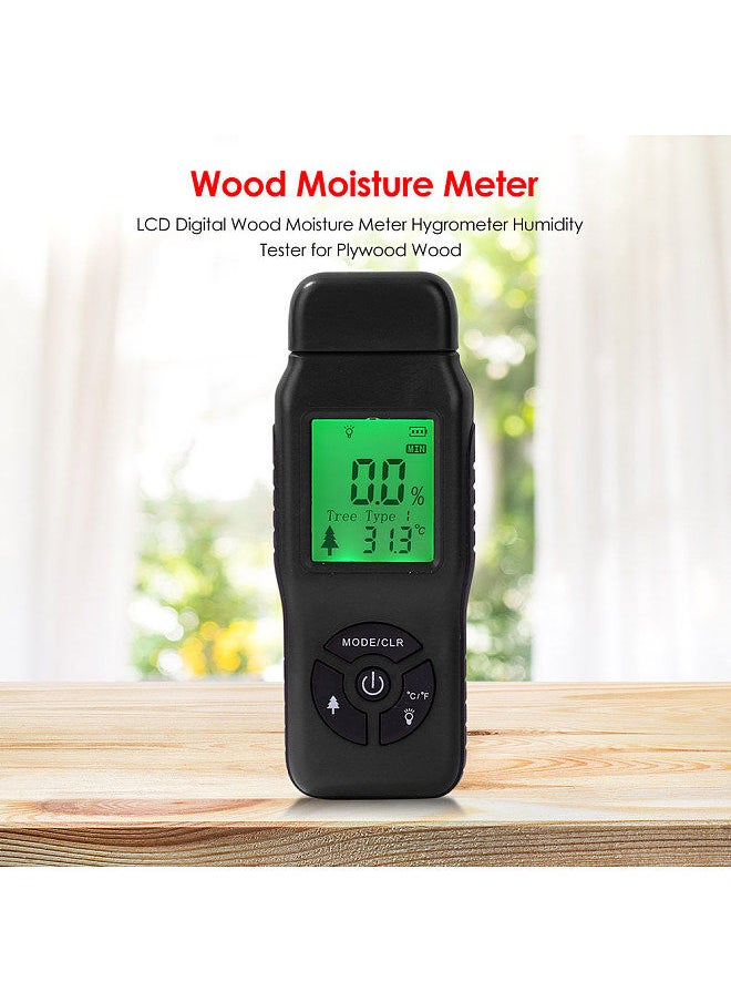Generic - Digital Wood Moisture Meter LCD Display with Backlight Timber Humidity Tester Moisture Content Temperature Detector Wood Types Selectable - Image 1