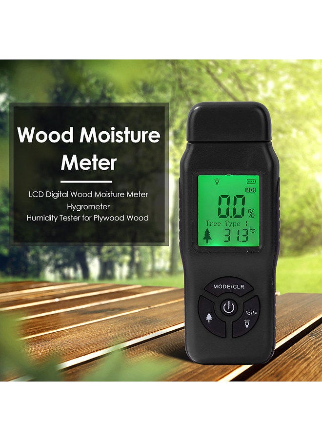 Generic - Digital Wood Moisture Meter LCD Display with Backlight Timber Humidity Tester Moisture Content Temperature Detector Wood Types Selectable - Image 1