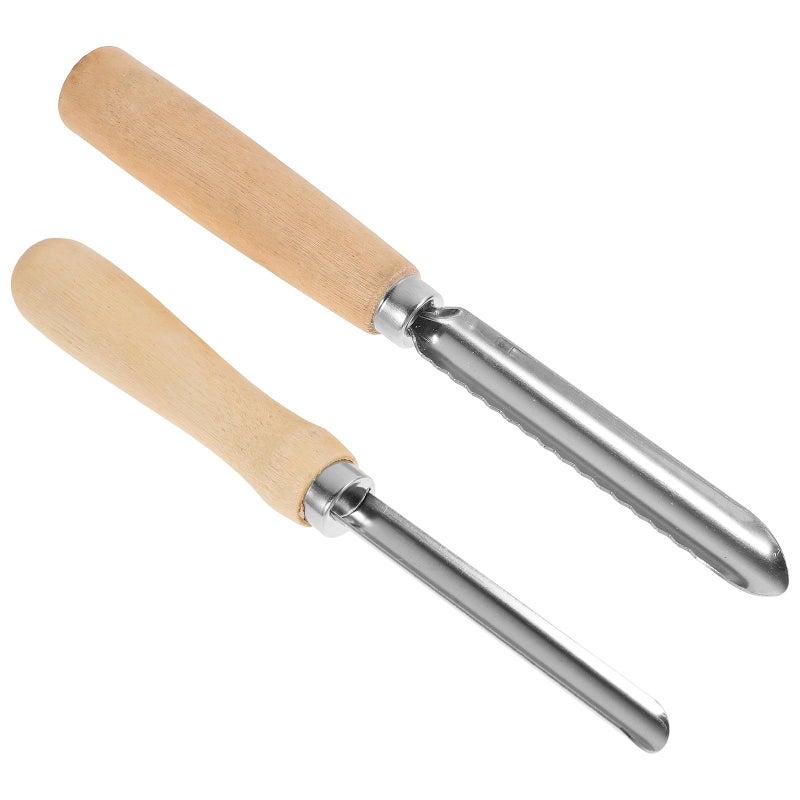 2pcs Stainless Steel Fruit Corer Remover Set with Serrated and Smooth Edges for Cherry Pitting Kitchen Tool - Image 2