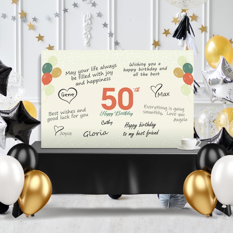 Uiorgui Large 50th Birthday Cards for Men Women, Colorful Vintage 1976 Happy 50th Birthday Greeting Card with Envelope Jumbo 50 Years Old Guest Book Decorations Gifts Party Supplies - Image 4
