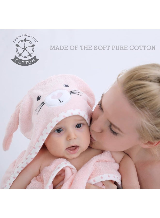 TBEZY Baby Hooded Towel with Unique Animal Design Ultra Soft Thick Cotton Bath Towel for Newborn (Bunny) - Image 3