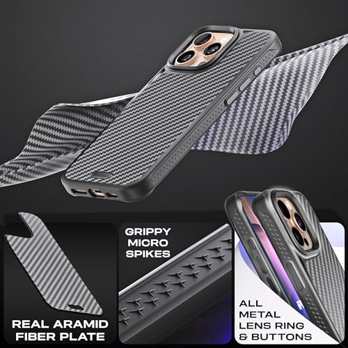 REBEL Case for iPhone 16 Pro [Gen-6 Aramid Fiber] Strong MagSafe Compatible, Grippy Sides, Shockproof Corners, Metal Lens + Buttons, Upgraded Protective Design, 6.3 Inch Phone 2024 (Black) - Image 4
