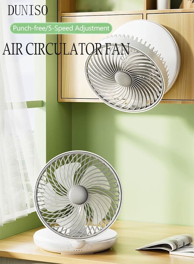 DUNISO Air Circulator Fan Small Quiet Turbo Force Desk Fans with Base-Mounted Controls 5 Speed Cooling Fan Floor Fan Wall Mounted Fan for Whole Room Home Bedroom Office  - Image 1