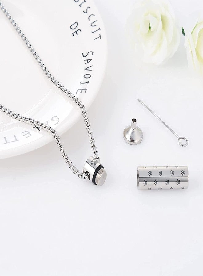 MOROTOLE Dog Urn Necklaces For Ashes Paw Print Ashes Urn Pendant Necklace Cylinder Cremation Necklace For Pet Ashes Urn Necklace For Puppy Pet Memorial Keepsake Jewelry - Image 4