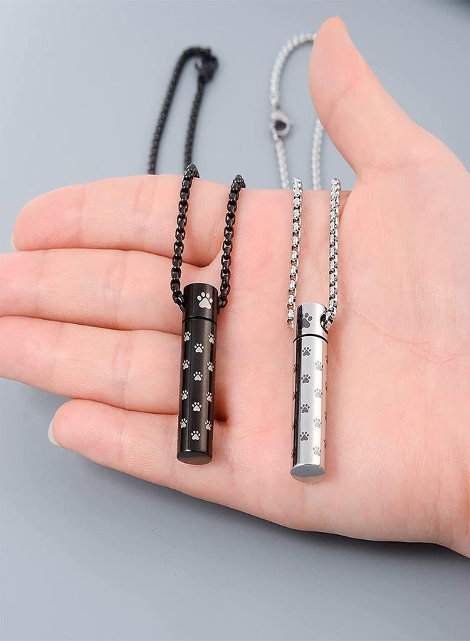 MOROTOLE Dog Urn Necklaces For Ashes Paw Print Ashes Urn Pendant Necklace Cylinder Cremation Necklace For Pet Ashes Urn Necklace For Puppy Pet Memorial Keepsake Jewelry - Image 3