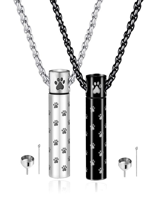 MOROTOLE Dog Urn Necklaces For Ashes Paw Print Ashes Urn Pendant Necklace Cylinder Cremation Necklace For Pet Ashes Urn Necklace For Puppy Pet Memorial Keepsake Jewelry - Image 1