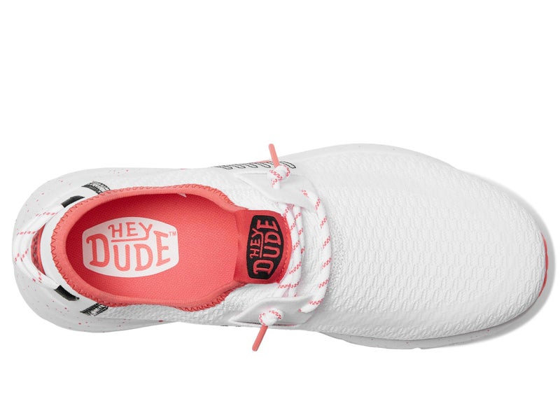 HEYDUDE Women's Sirocco Sport Stripe Sneaker, White/Pink Size 12 | Lightweight Slip On Mesh Casual Shoe for Travel and Everyday Wear - Image 2