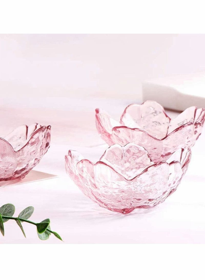 Pink Cherry Blossom Shaped Dessert Bowls, Mini Crystal Bowl, Small Glass Bowls, Tea Bag Holder, Dipping Bowls, Soy Sauce Dish,Snack Dish,Serving Dishes, Small Candle Holders (Pink 2 Pieces) - Image 4
